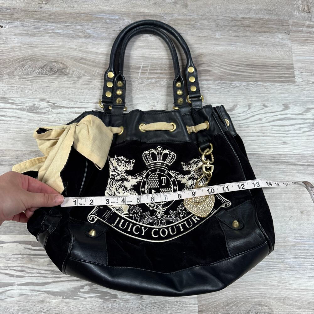 Vintage 2002 Juicy Couture Y2K RARE Velour Daydreamer Tote Bag Scottie Charm - Picture 13 of 16